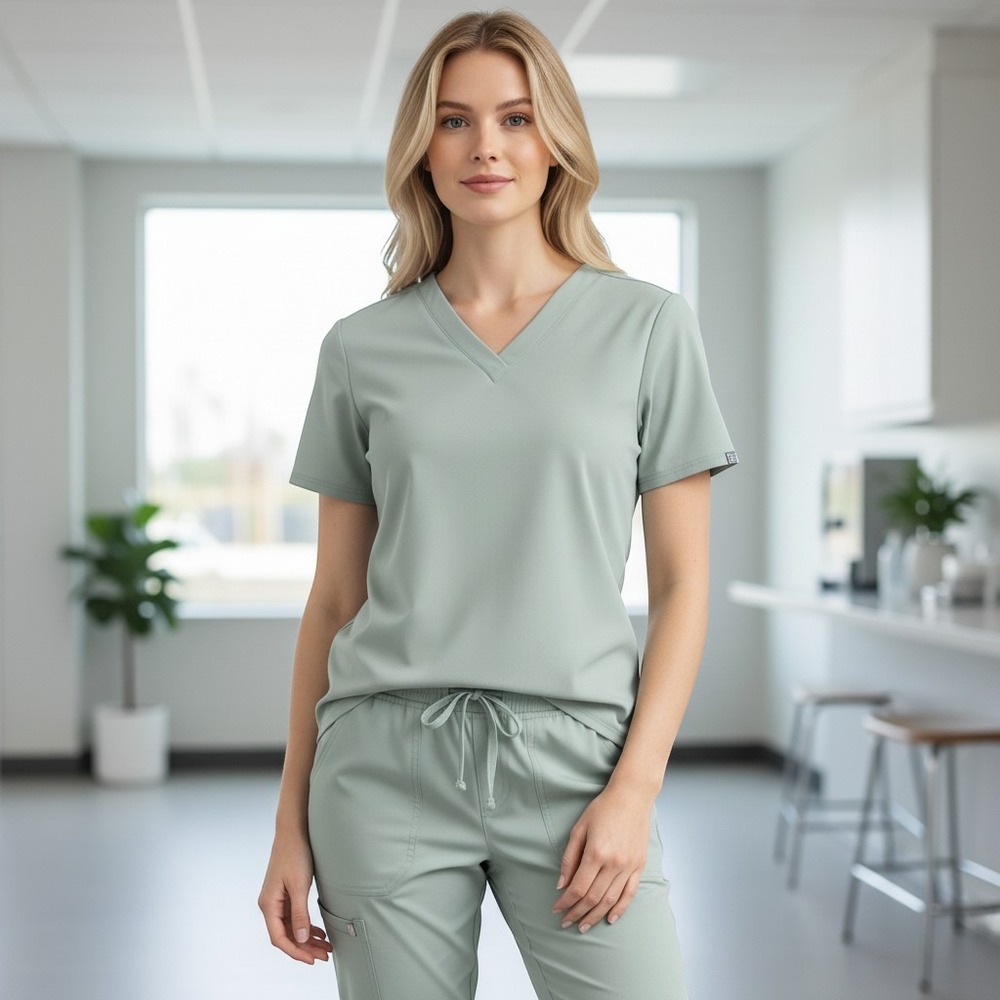 Mandala Women Mint Green Scrub Set V-Neck Top Jogger Pants Large Equa-Tek